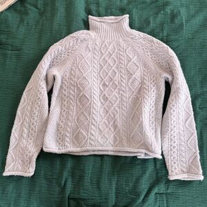 J. Crew Women's Cable Knit Turtleneck Sweater - Light Blue